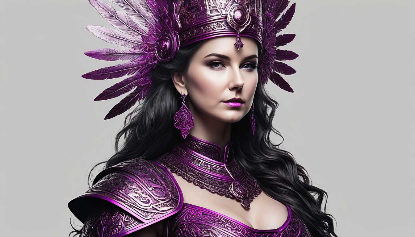 VanessaSDYT Ancient style beauty woman silhouette, detailed, perfect composition.line graphic, black and  magenta colors, totem culture, No background
, trending on artstation, sharp focus, studio photo, intricate details, highly detailed, by greg rutkowski, sf, intricate artwork masterpiece, ominous, matte painting movie poster, golden ratio, trending on cgsociety, intricate, epic, trending on artstation, by artgerm, h. r. giger and beksinski, highly detailed, vibrant, production cinematic character render, ultra high quality model, , epic royal background, big royal uncropped crown, royal jewelry, robotic, nature, full shot, symmetrical, Greg Rutkowski, Charlie Bowater, Beeple, Unreal 5, hyperrealistic, dynamic lighting, fantasy art
