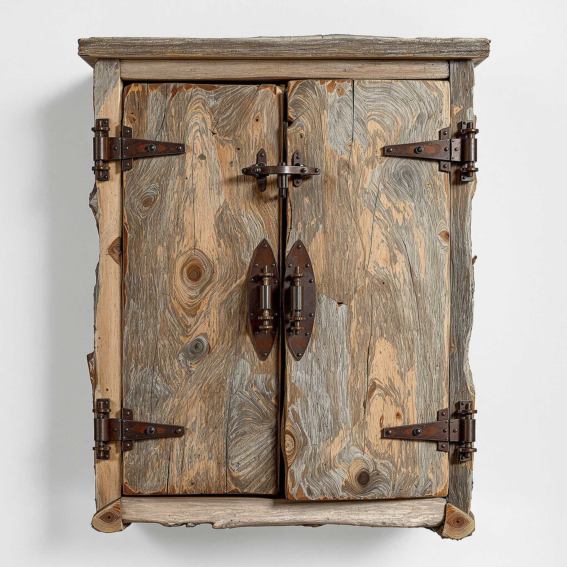 Rustic Vintage Wooden Cabinet with Metal Fittings
