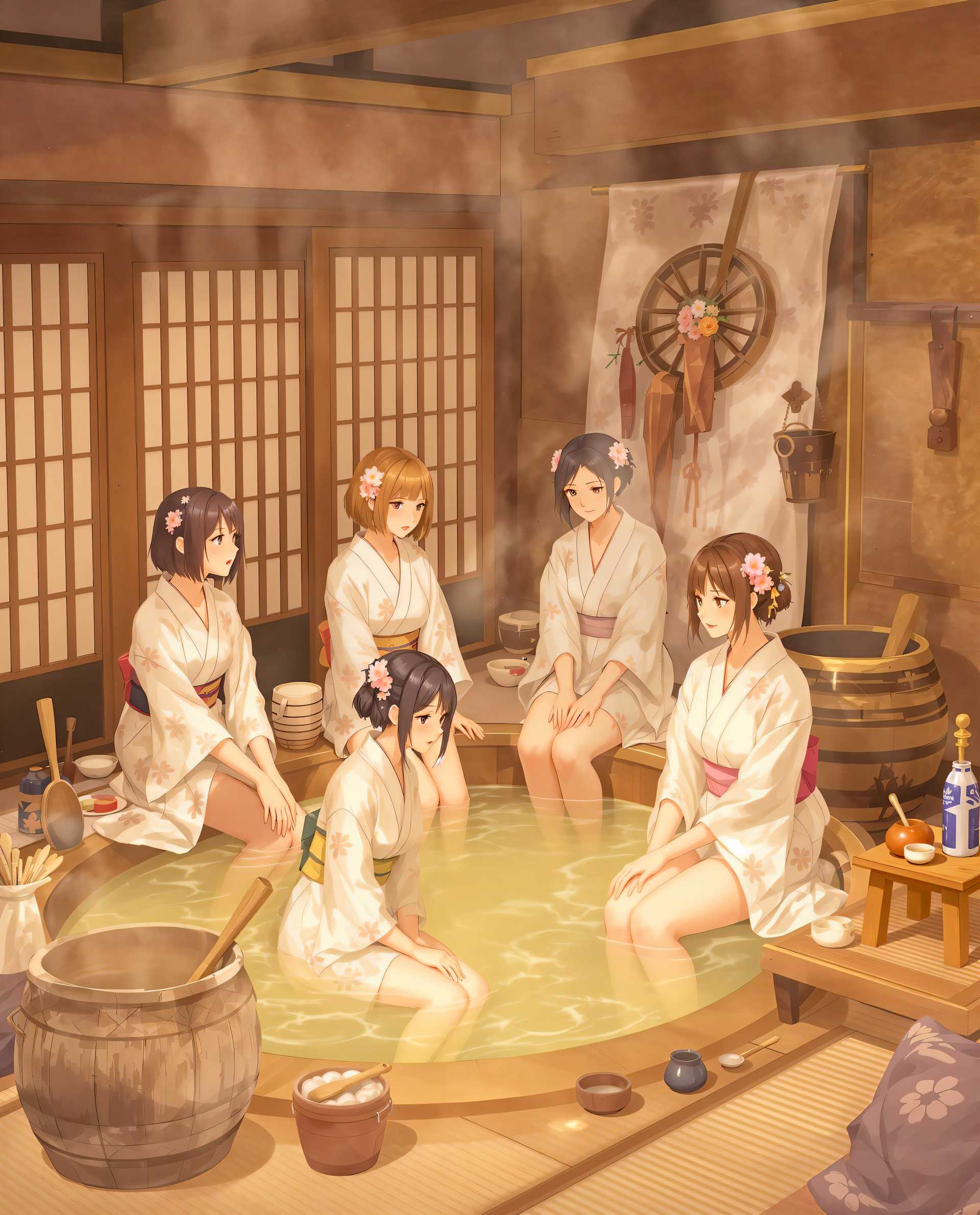 AI-generated image: anime, anime, This is an intricate and detailed digital artwork that features a group of figures in