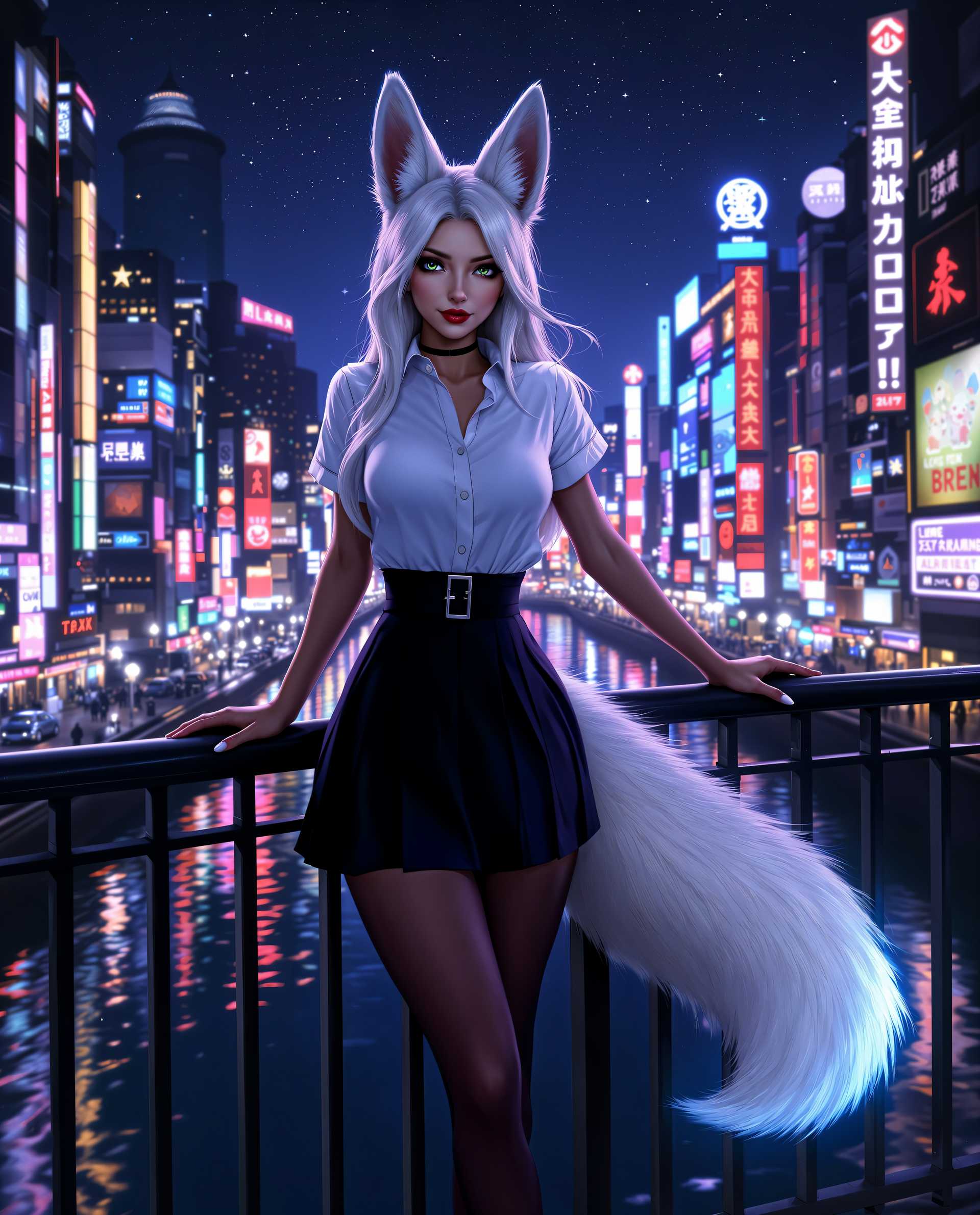 **Neon Nights: The Fox Girl of the City**