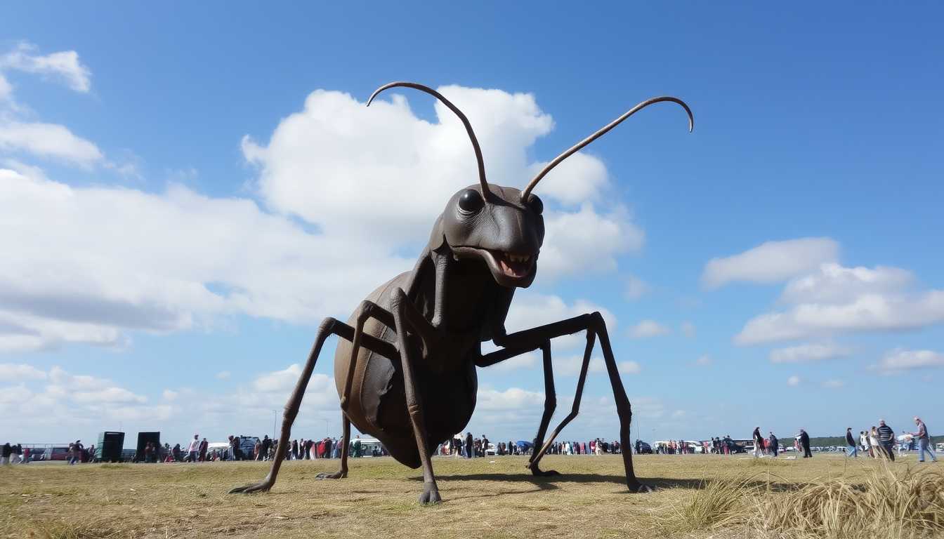 a photo of 666youknowme, large  ant monster roaming Roskilde.