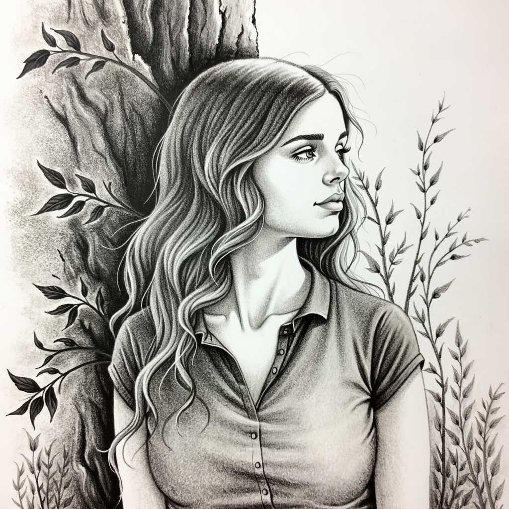 charcoal and pencil sketch