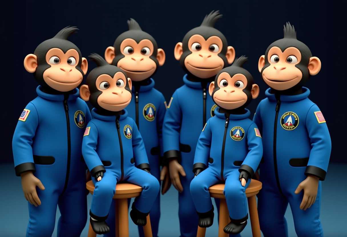 Astronaut Monkeys Ready for Adventure