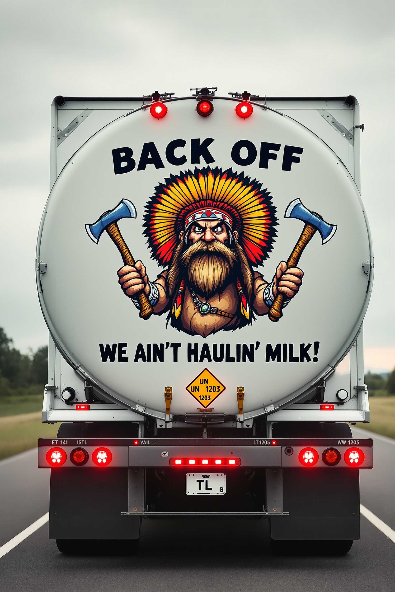 Tanker Truck with Warning Graphic