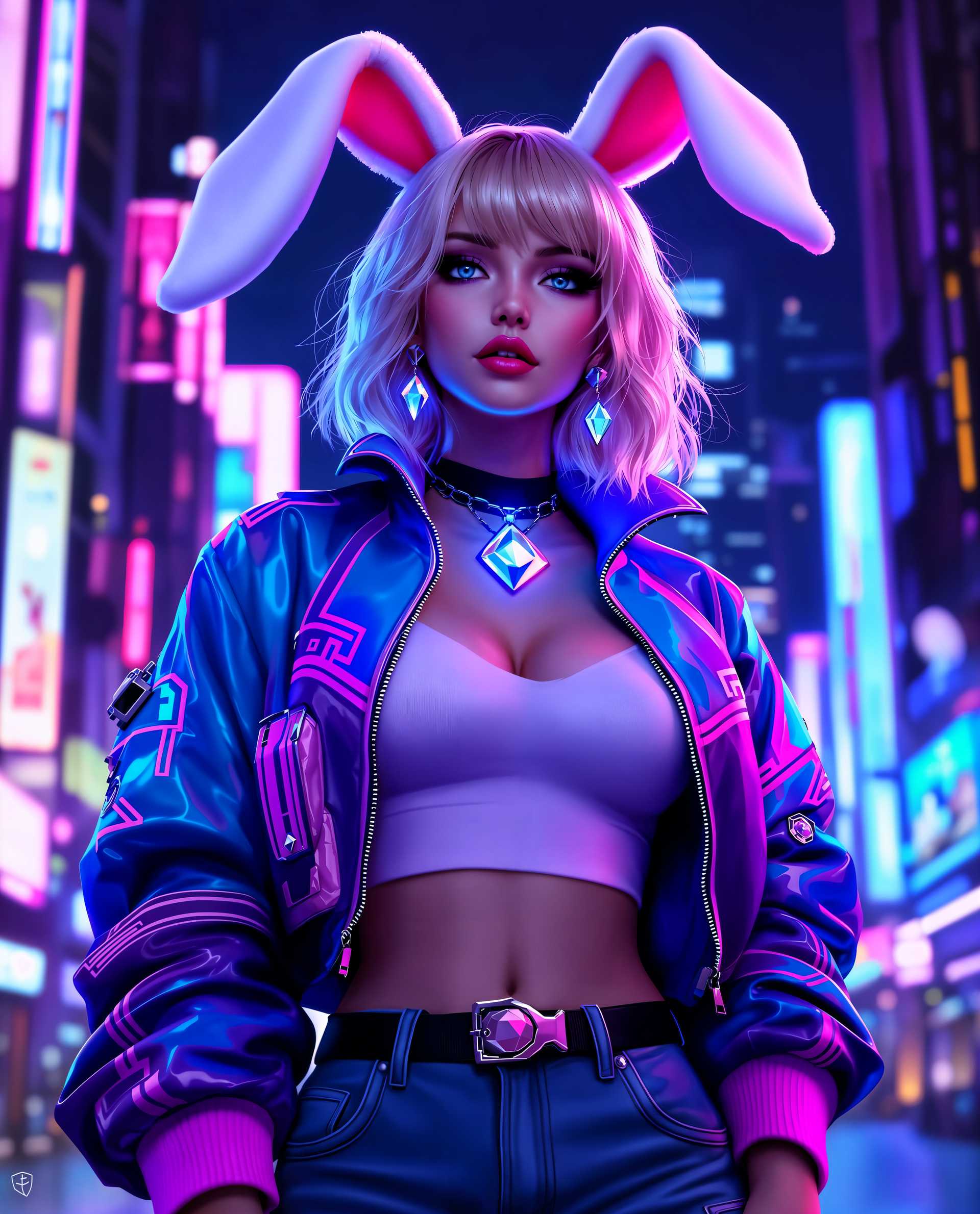 Neon Bunny in the Cyber City