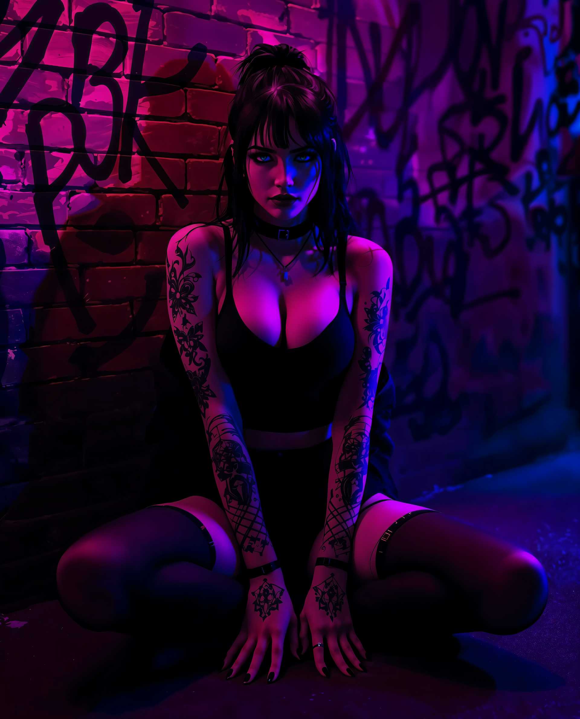 Neon Rebel: Urban Nightlife Portrait