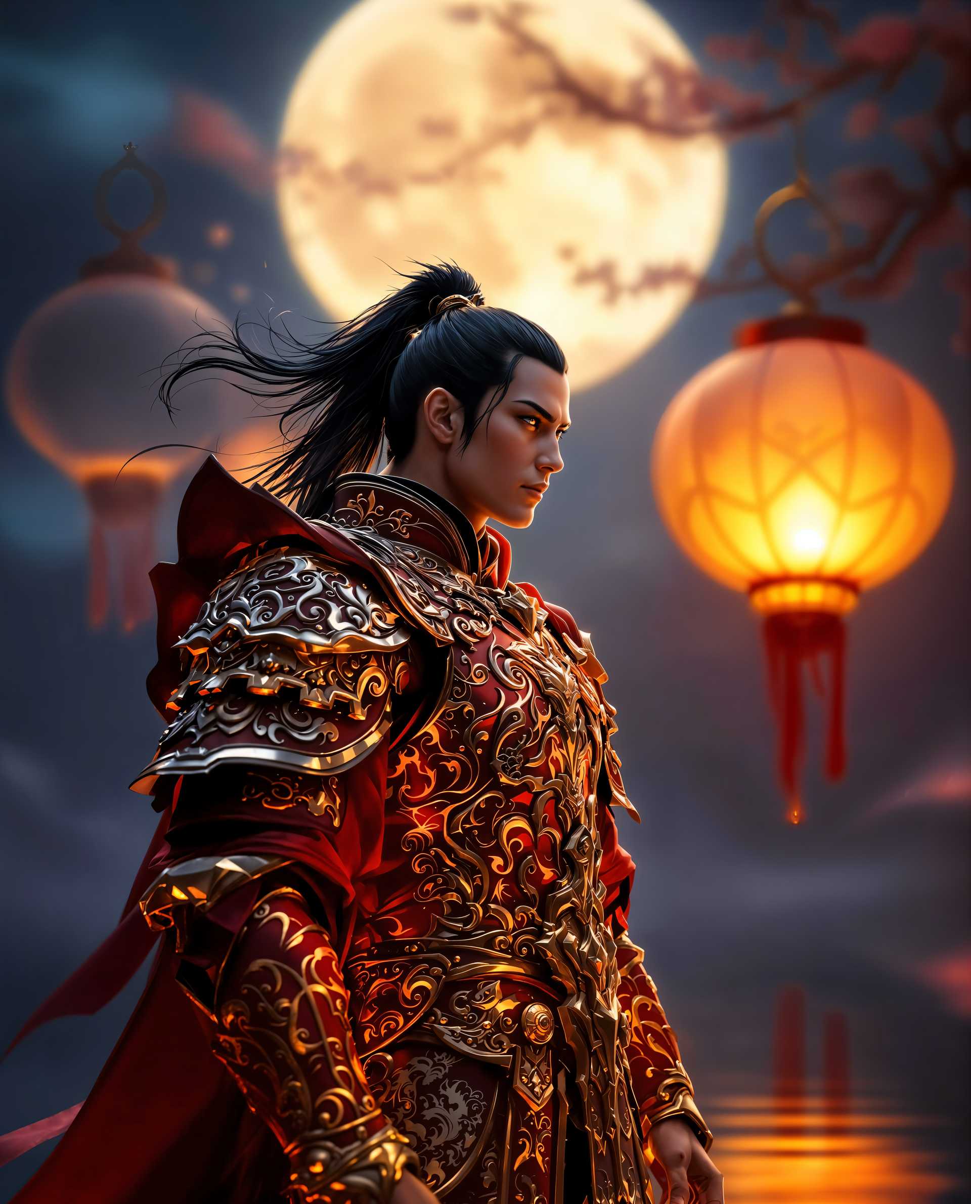 Moonlit Guardian: The Warrior of the Lantern Festival