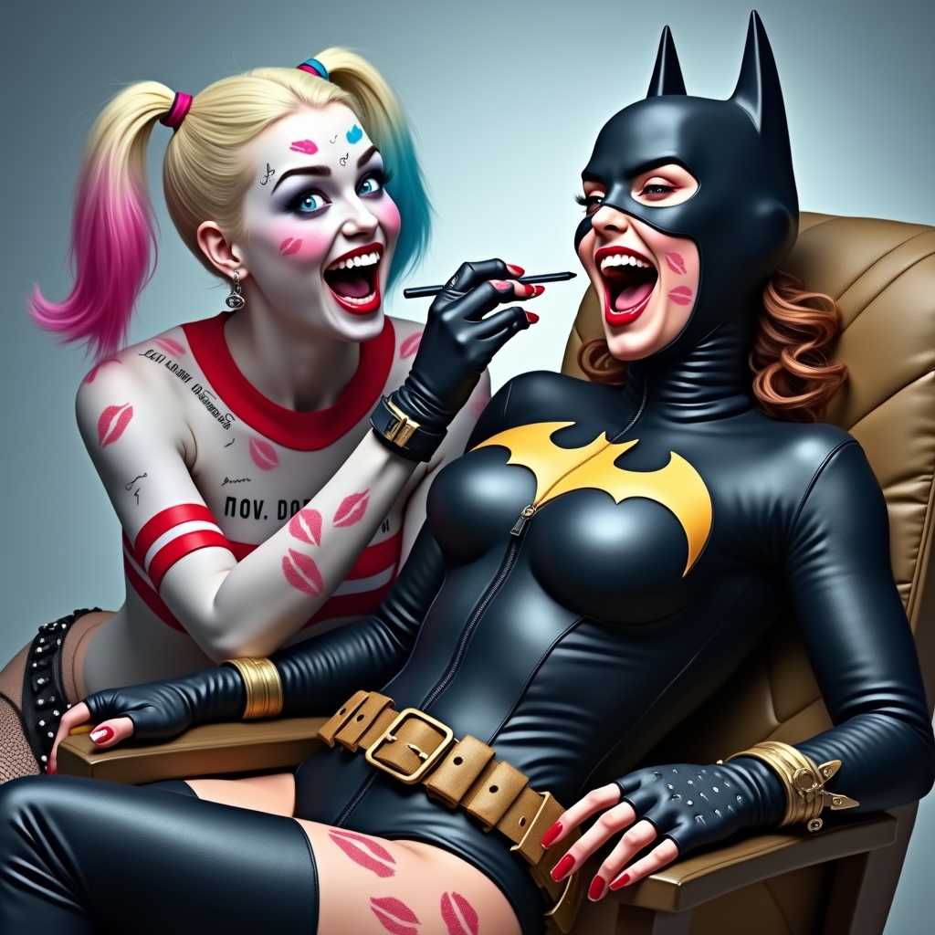 Harley Quinn and Batgirl: A Playful Moment