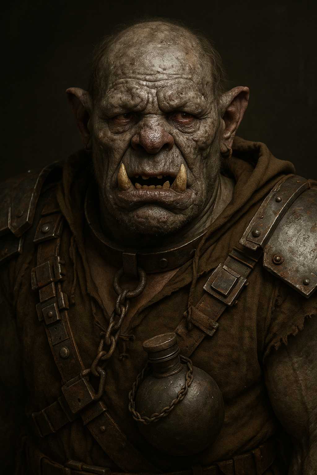 AI-generated image: ultra detailed 3d render of Caliban from Shakespeare's 'The Tempest' as orc from the Warhammer 40k s
