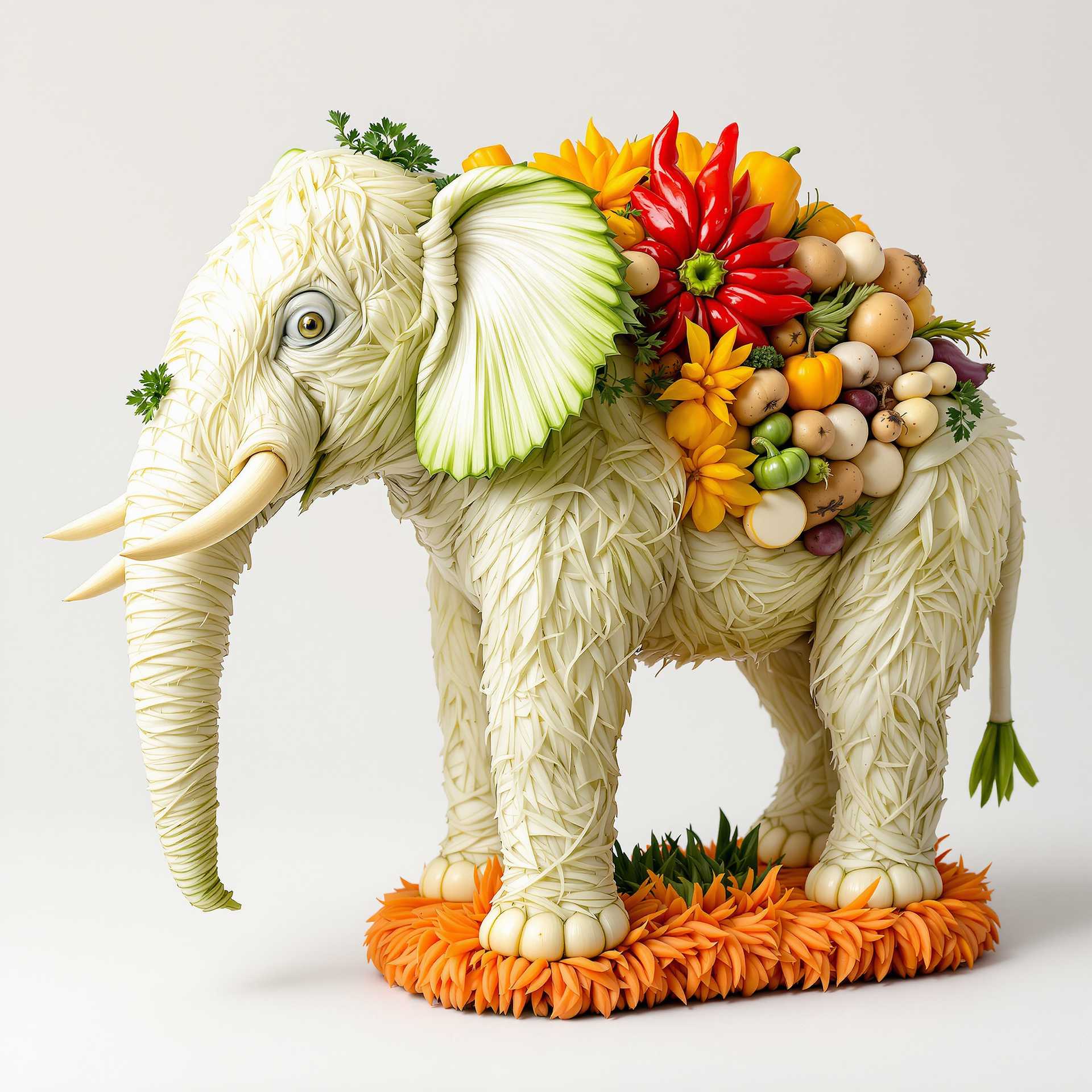 AI-generated image: This image is a highly detailed and imaginative piece of food art. The subject of the artwork is an