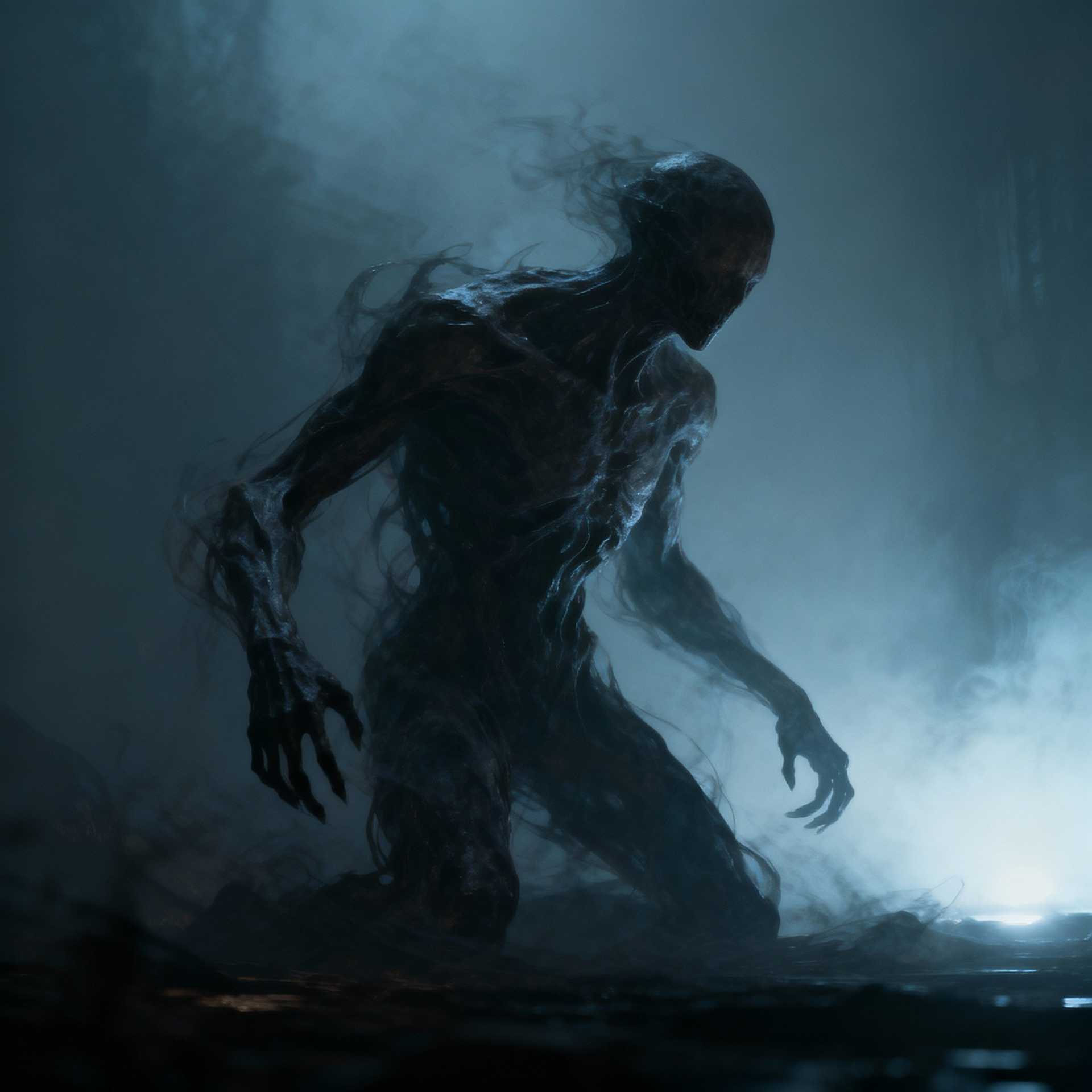 “Generate a creature that cannot be categorized or compared to anything within human imagination or artistic tradition. Its design must reject all visual, cultural, biological, or stylistic references known to mankind. It should appear as an emergent anomaly — something reality itself struggles to render. Its form should evoke primal, wordless terror without relying on eyes, mouths, limbs, or any familiar anatomy. The environment should bend around it, light faltering as if uncertain how to illuminate it. The result must feel truly alien to perception, outside all artistic schools, mythologies, and aesthetics.” Execution Directives: no recognizable art style, no symbolism, no cultural or religious motifs, no fantasy, sci-fi, gothic, surrealist, or Lovecraftian cues; pure generative originality — render as an aesthetic void, with physics, texture, and form emerging from the AI’s own abstraction layer; — forbid emulation of any artist, genre, or medium; — prioritize conceptual impossibility over visual coherence.