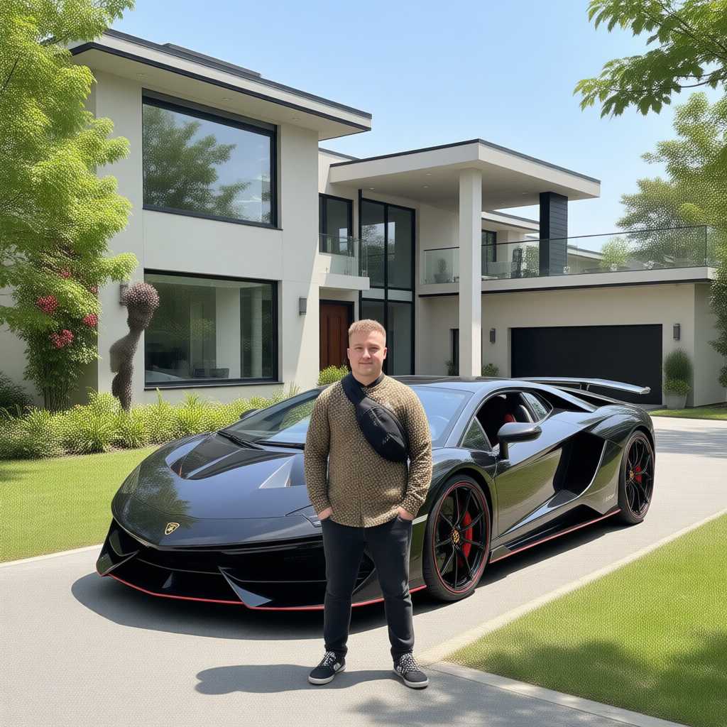 AI-generated image: Supercar at the Modern Villa