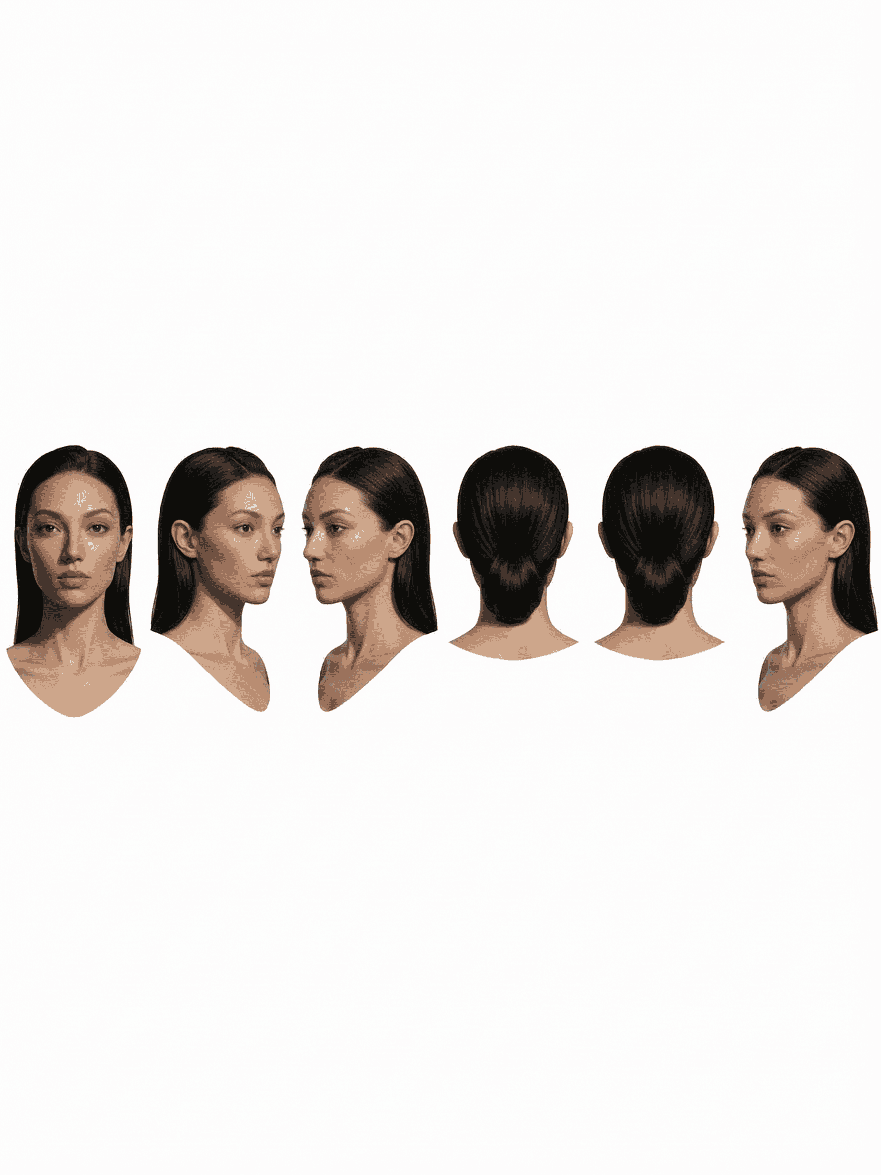 AI-generated image: Multi-View Sleek Hair Character Study