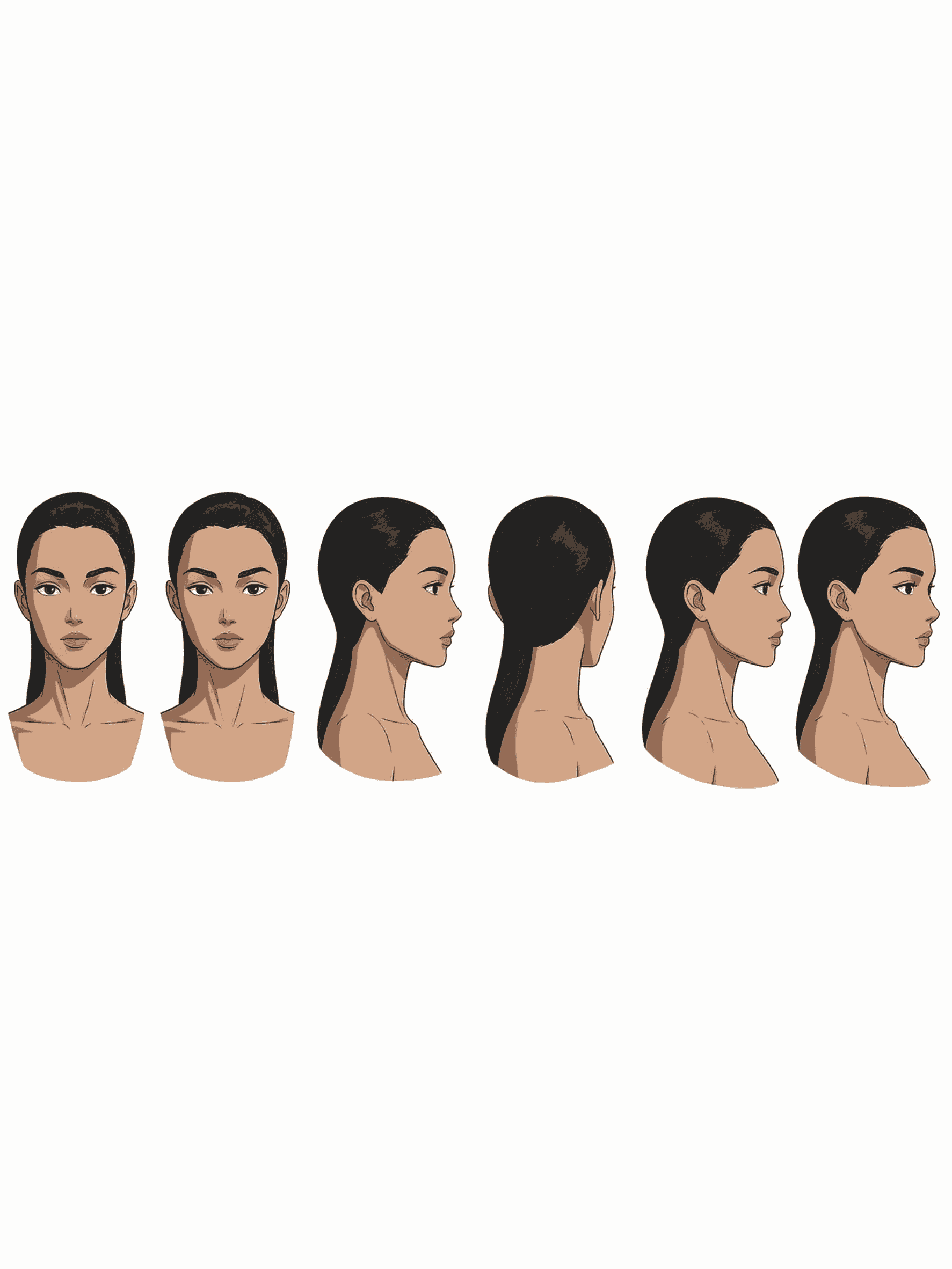 AI-generated image: Anime Woman Head Turnaround Study