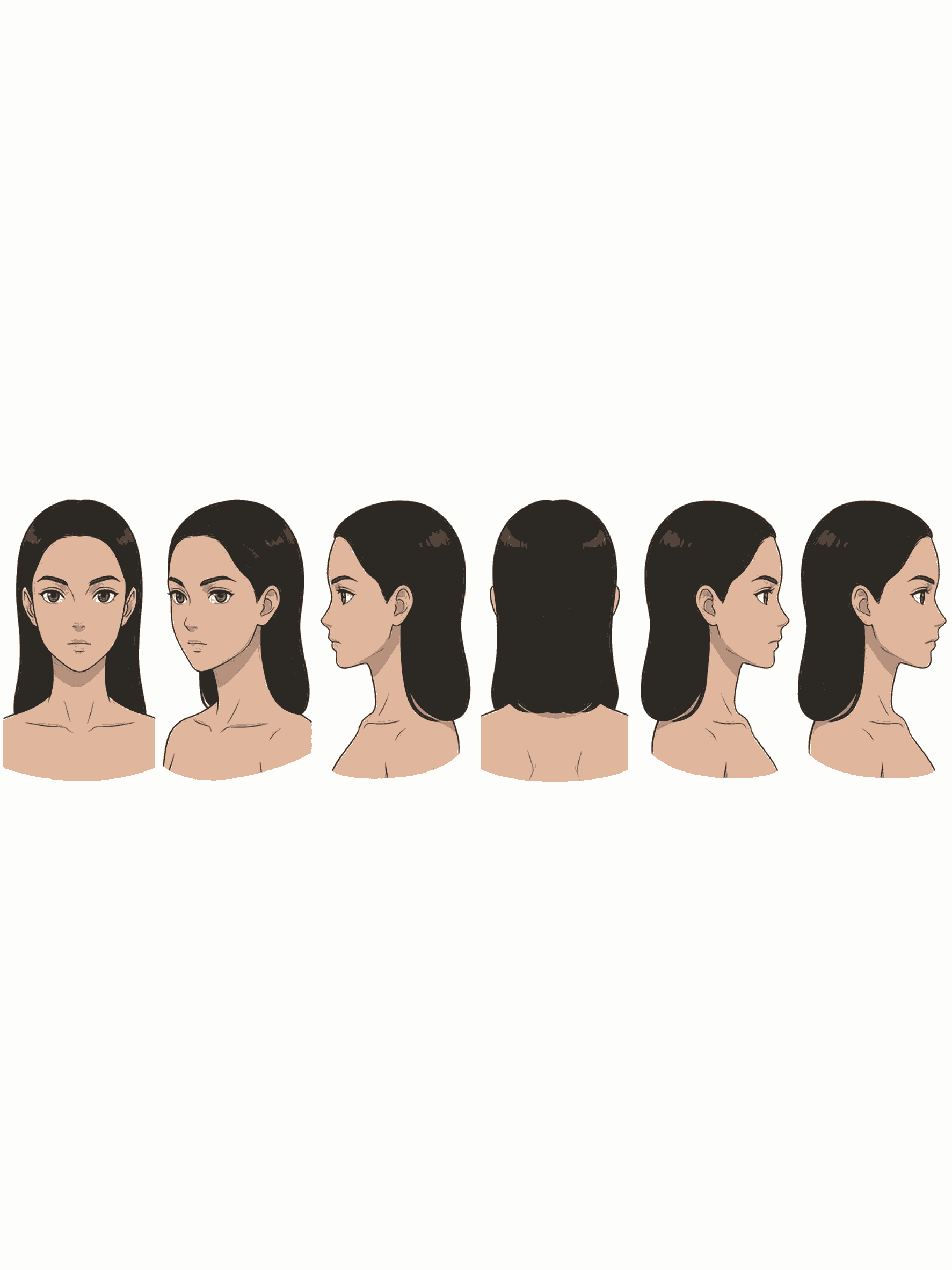 AI-generated image: Anime Woman Head Turnaround Study
