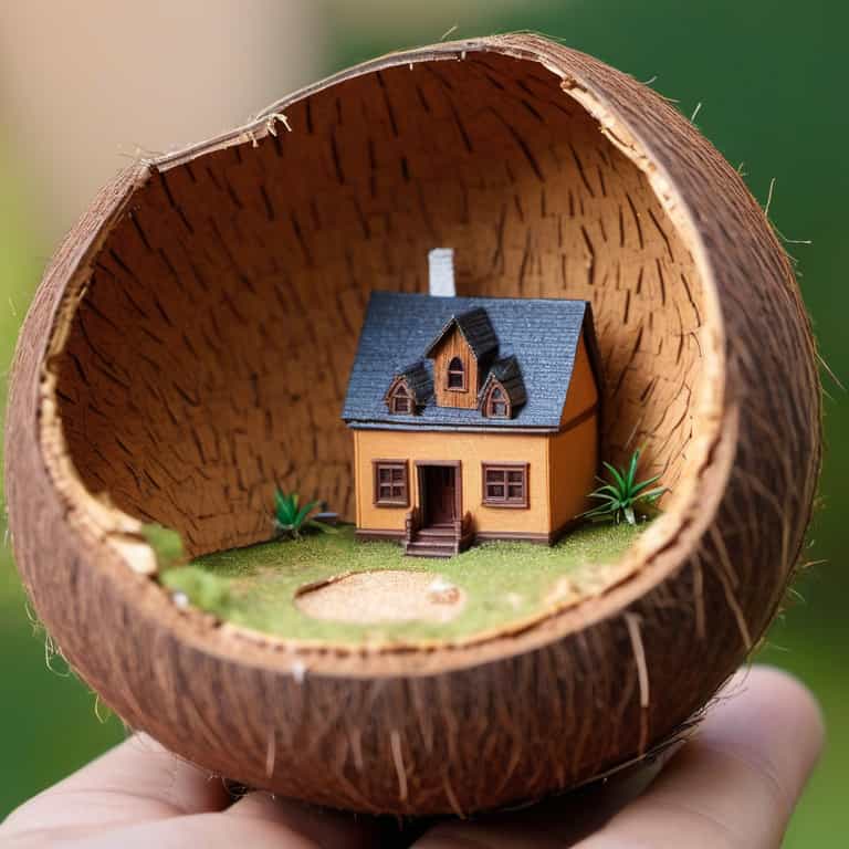 Coconut Shell Microature House with Greenery