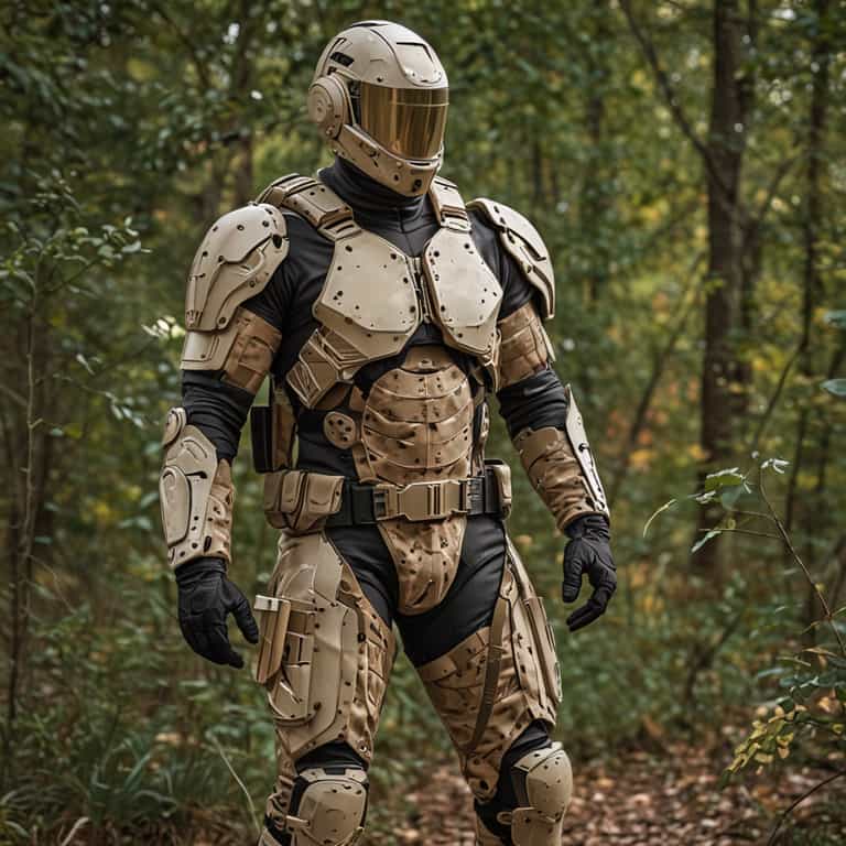 Advanced Camouflage Combat Armor in a Forest Setting