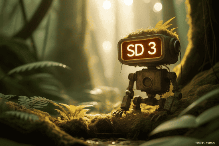 Robot in a Forest: A Sci-Fi Fantasy Illustration