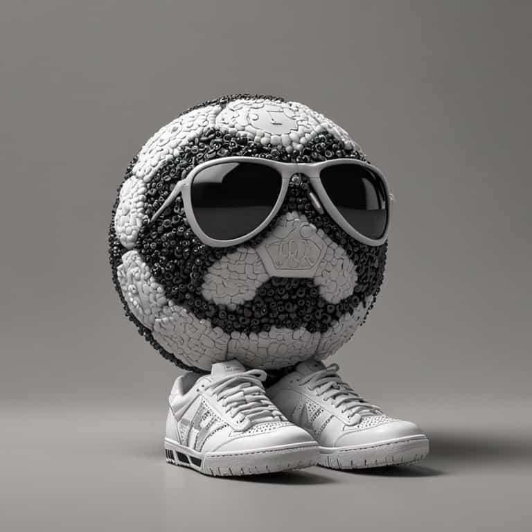 A soccer ball with sunglasses and shoes on it.