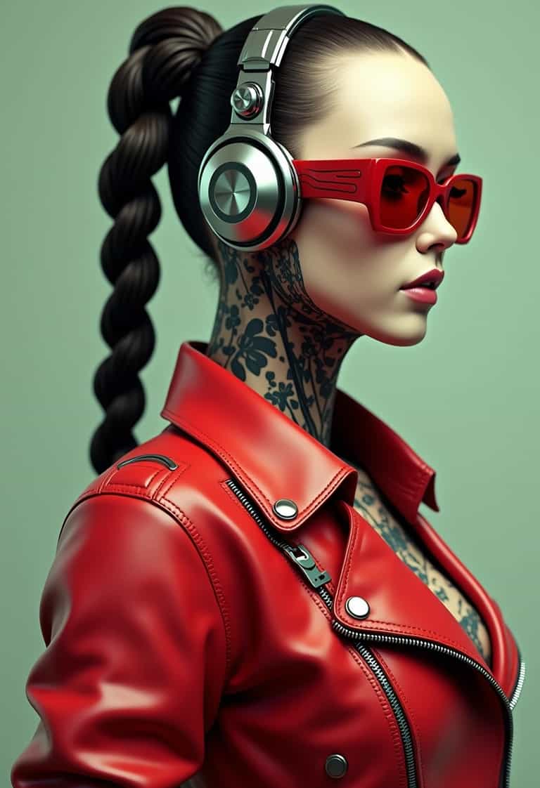 Robotic Elegance A Cyberpunk Portrait