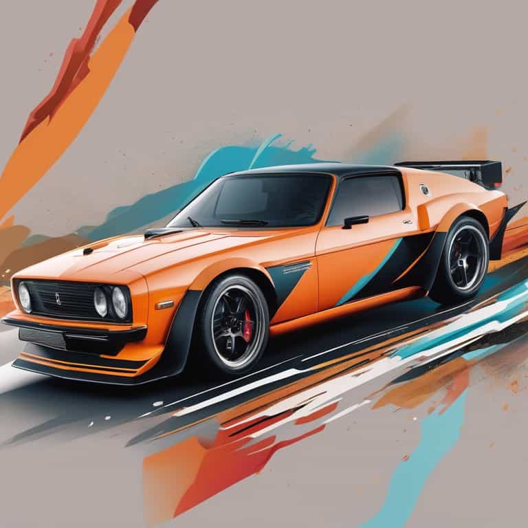 Vibrant Orange Muscle Car with Aggressive Design and Custom Rims
