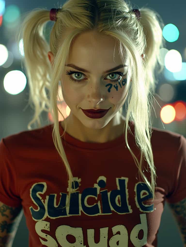 Harley Quinninspired Suicide Squad Tshirt and makeup