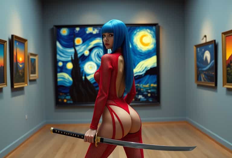 Art Gallery Warrior A Cosplay Take on Van Goghs Starry Night with a Twist