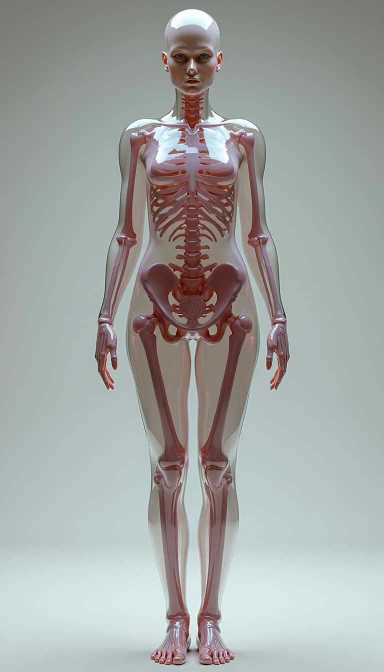 3D Rendering of a Transparent Female Human Skeleton