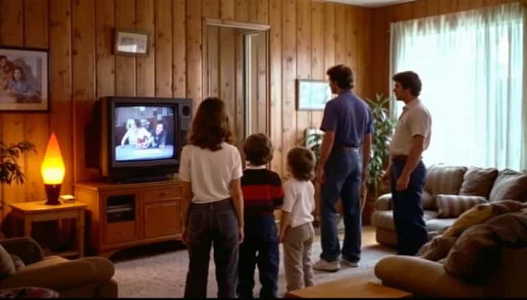 Family Viewing Time in a Cozy Living Room