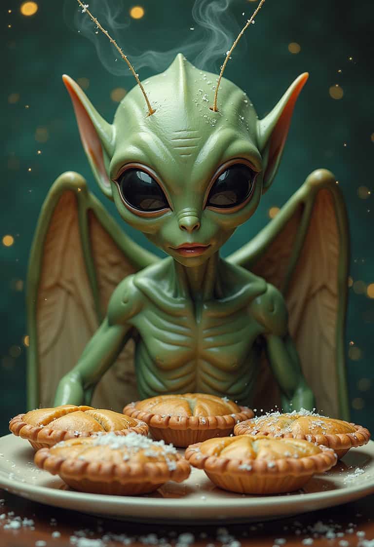 AlienThemed Dessert Plate with Alien Cake and Pastry - Pixe…