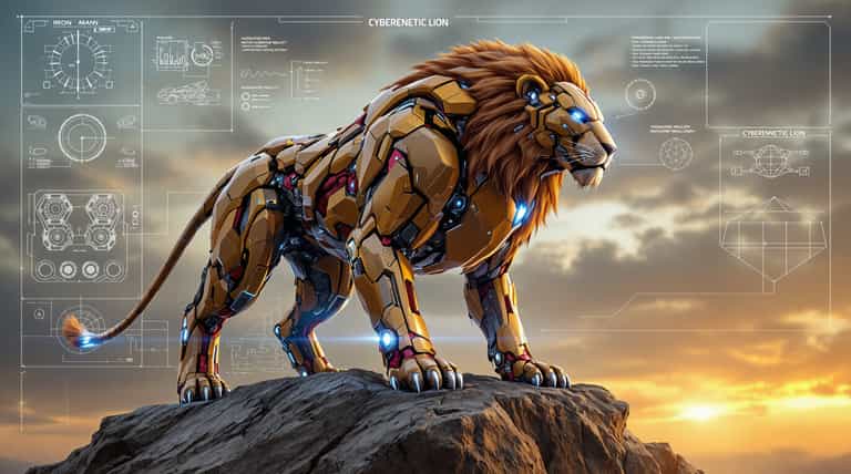 Cybernetic Lion Futuristic Robot Design Concept