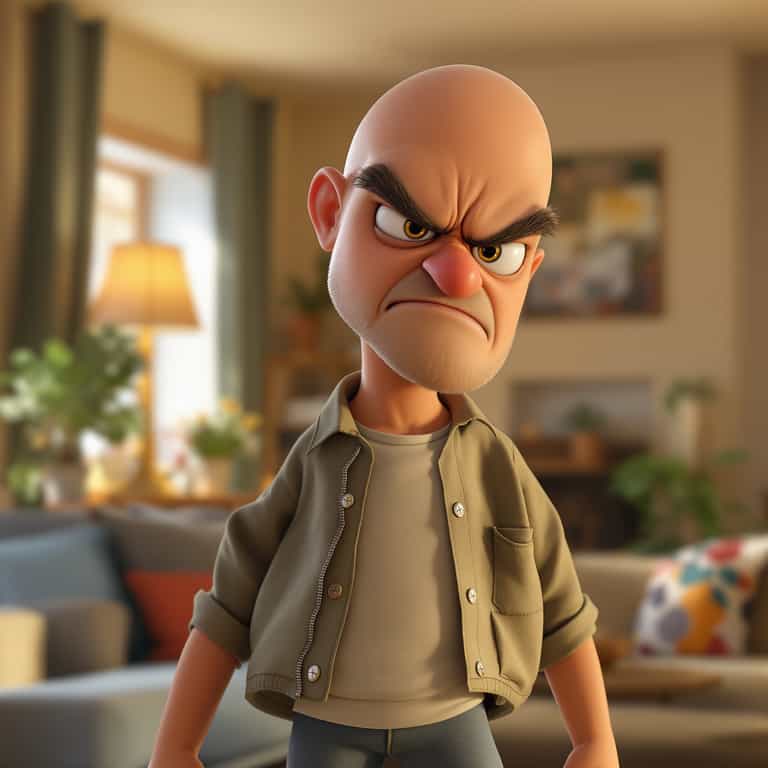 Angry Bald Man 3D Animation Character