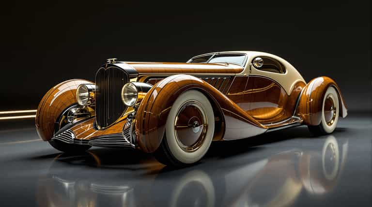 Vintage Car Design Classic Brown and Gold Antique Car