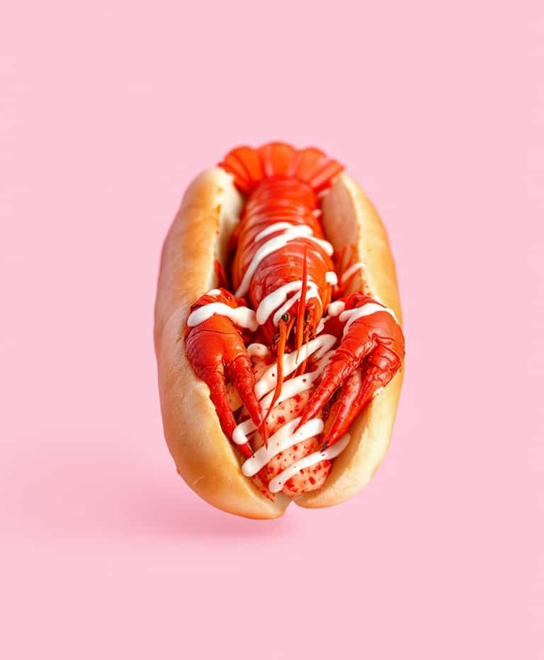 Lobster Hot Dog on Pink