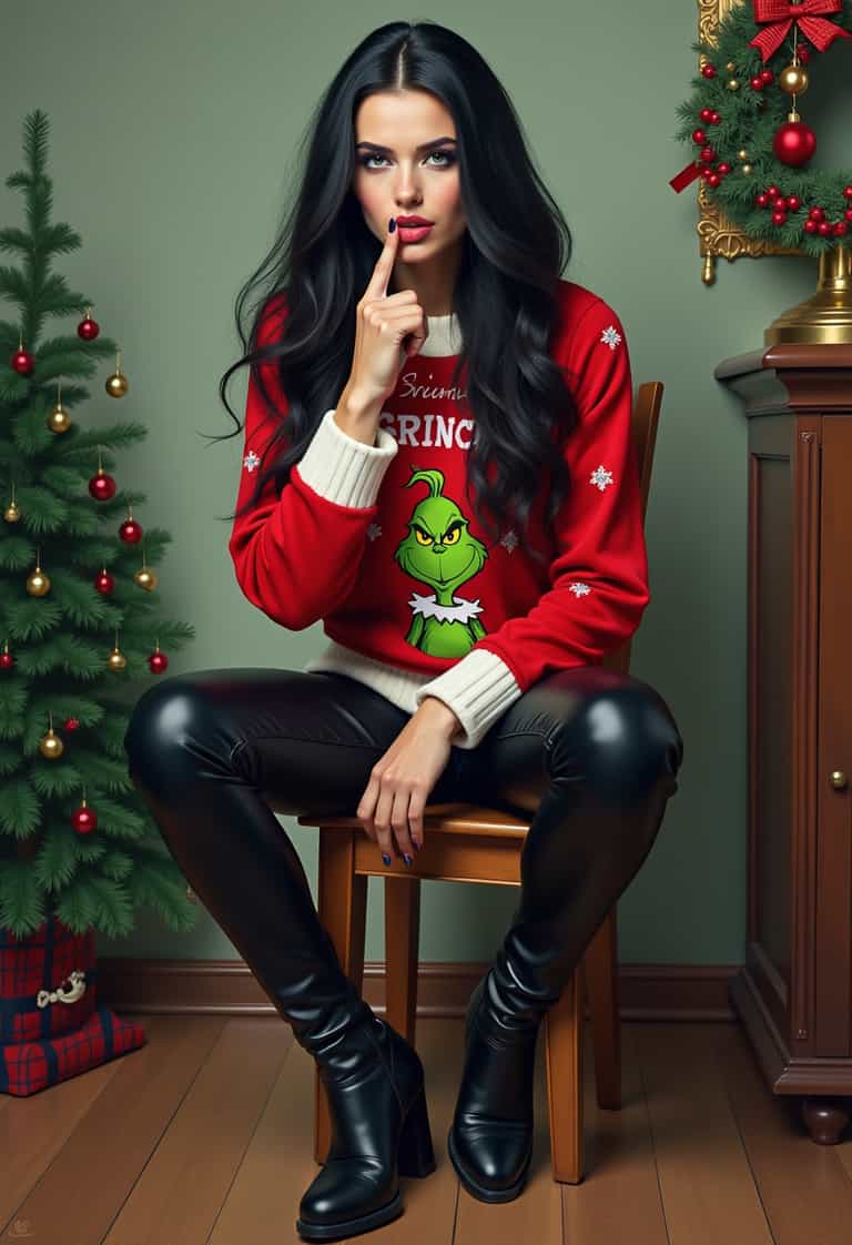 Festive Grinch-Themed Holiday Portrait