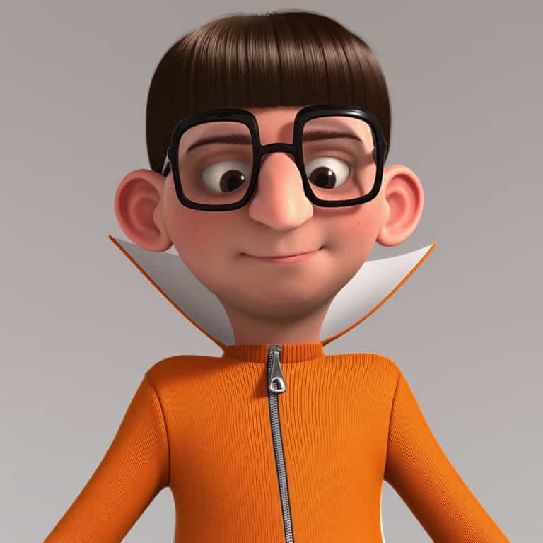 Quirky Scientist Character in Orange Jumpsuit