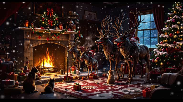 Christmas Magic: Reindeer and Snow in the Living Room