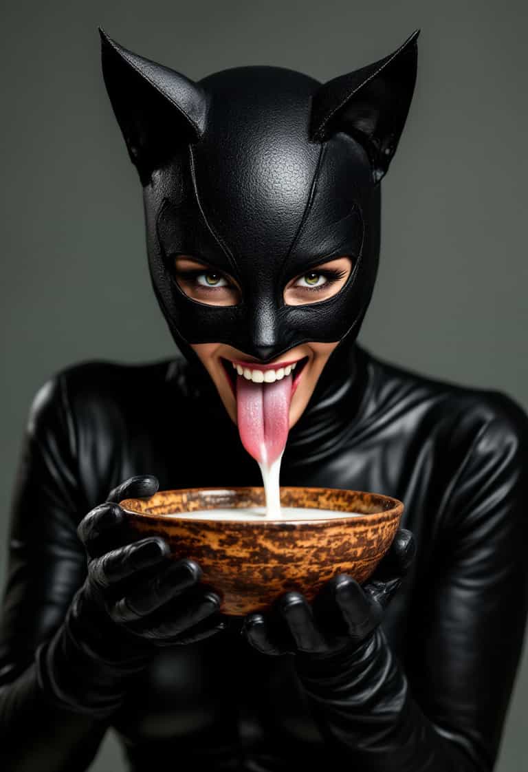 Cat Costume Milk Lick