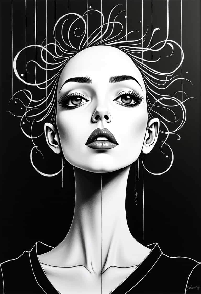Abstract Elegance: Monochrome Portrait