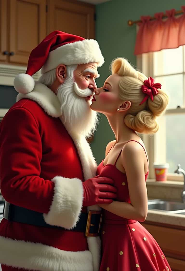 Santa's Secret Kiss in the Kitchen