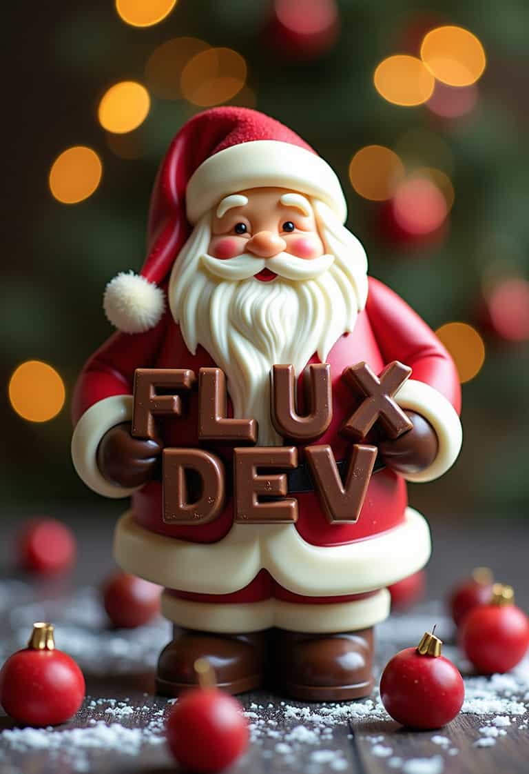 Festive Santa with FLUX DEV Chocolate Letters