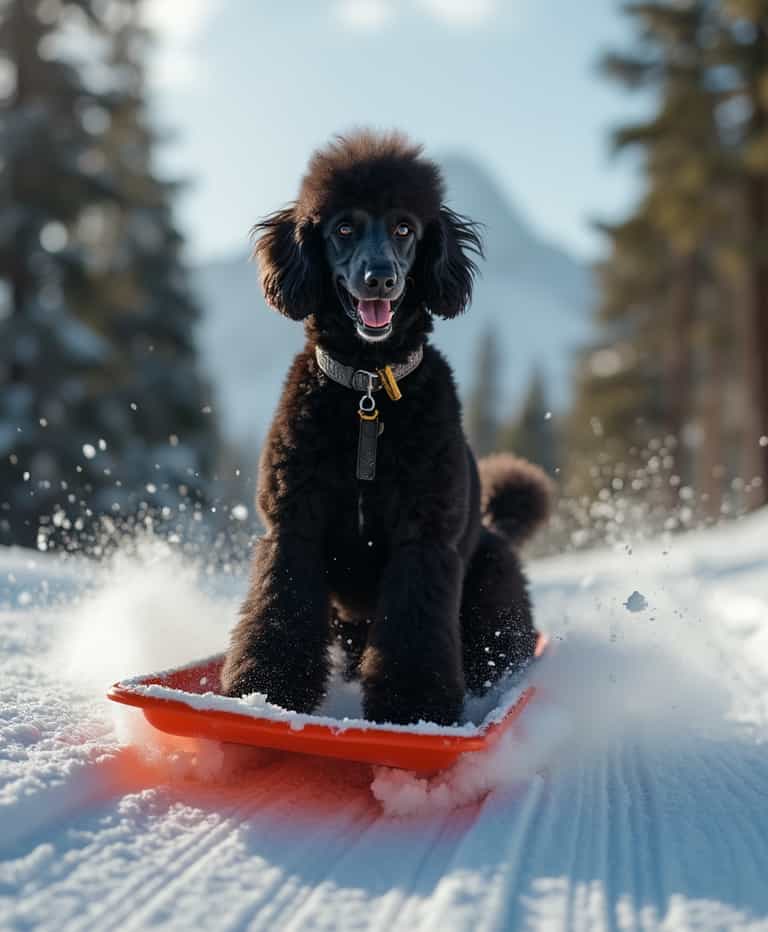 Winter Sledding Adventure with Poodle