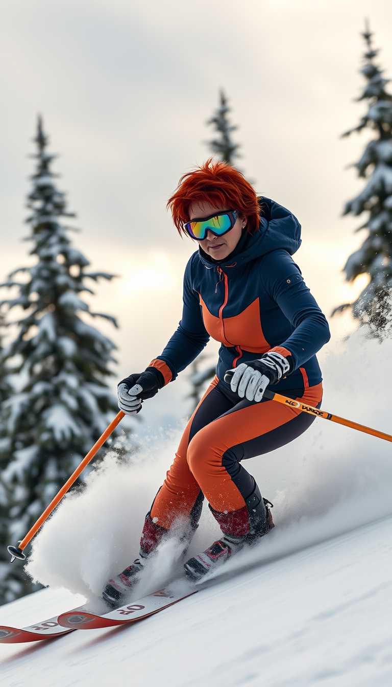 Dynamic Descent: Skier in Colorful Gear