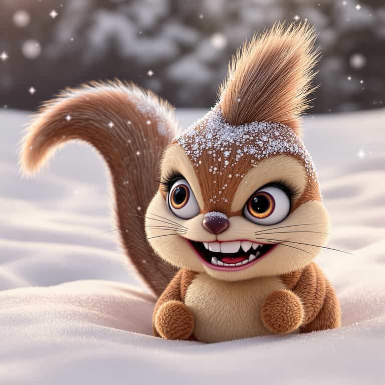 Winter Mischief: The Playful Squirrel