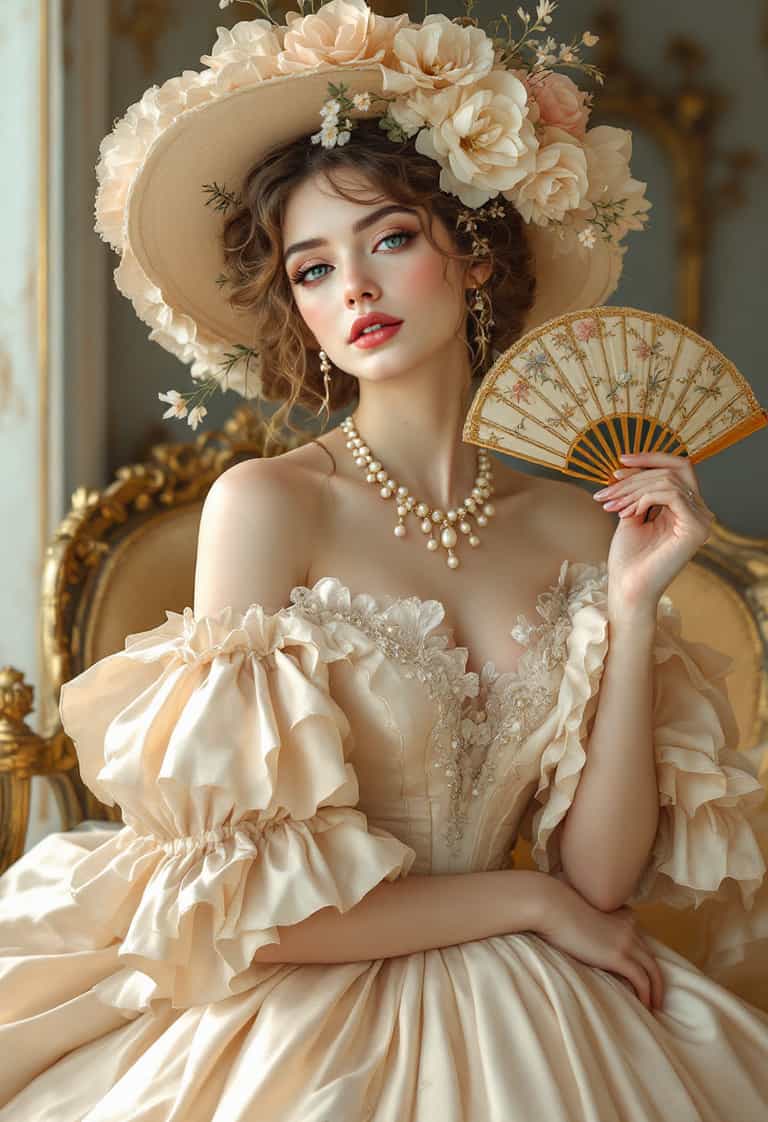 Victorian Elegance: Portrait of a Lady in Bloom