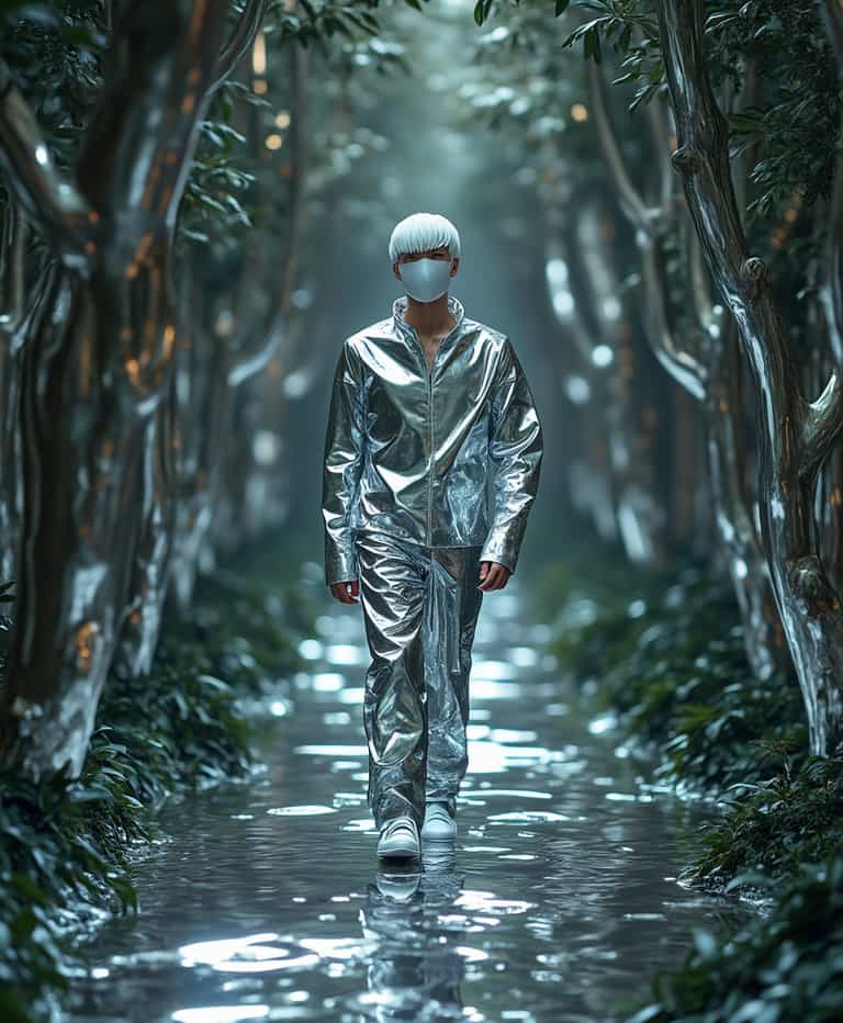 Silver Pathway in a Green Tunnel
