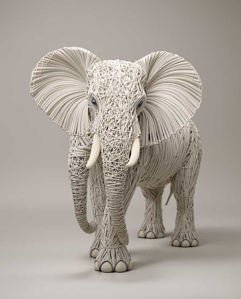 Intricate Elephant Lattice Sculpture