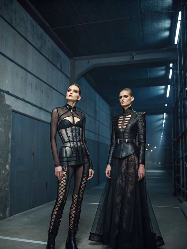 **Gothic Elegance in Industrial Shadows**