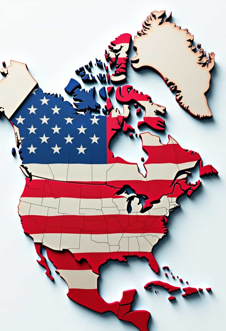 Patriotic North America Map