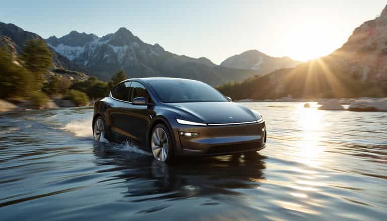 Sunset Drive Through Mountain Waters
